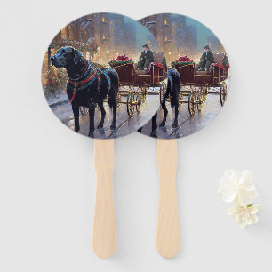 Éventail Festive de Noël au Labrador noir