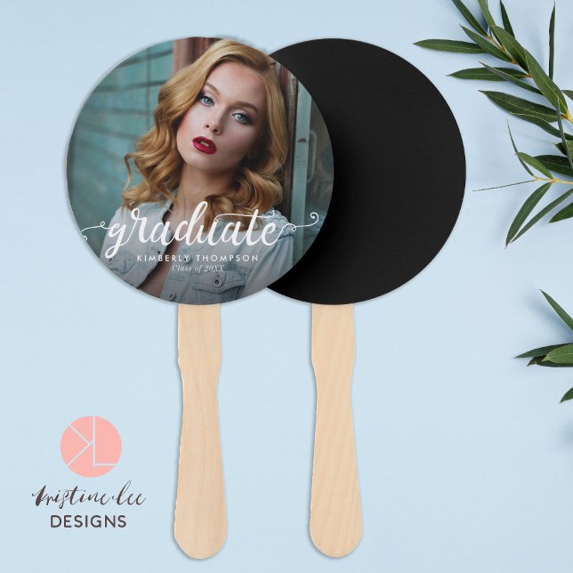 Éventail Fête de graduation Photo Script Celebration Modern (Créateur téléchargé)