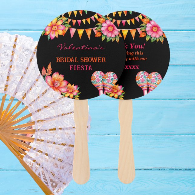 Éventail Fête de mariage mexicain fleuri rose (Créateur téléchargé)