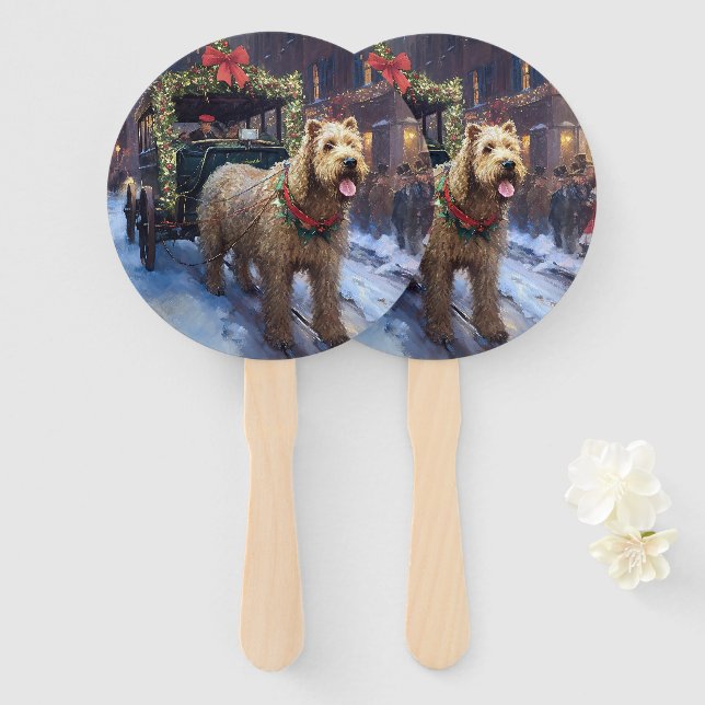 Éventail Fête de Noël de Wheaten Terrier (Devant et derrière)