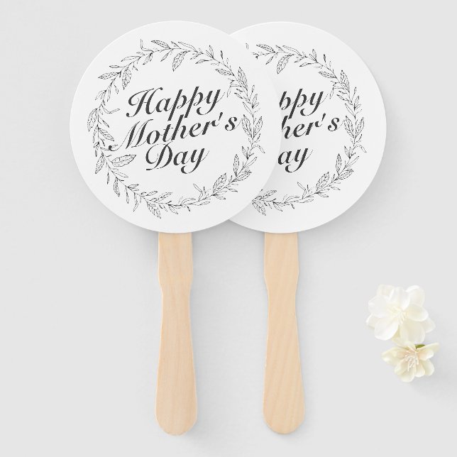 Éventail Fête des Mères Fête Florale Ventilateur à main (Devant et derrière)