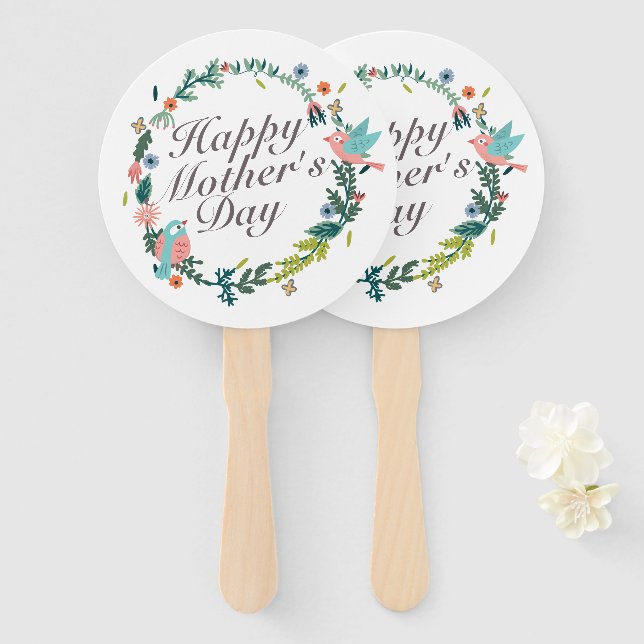 Éventail Fête des Mères Fête Florale Ventilateur à main (Devant et derrière)