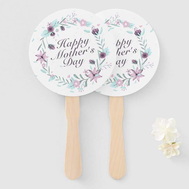 Éventail Fête des mères joyeuses et élégantes Fan de couron (Devant et derrière)