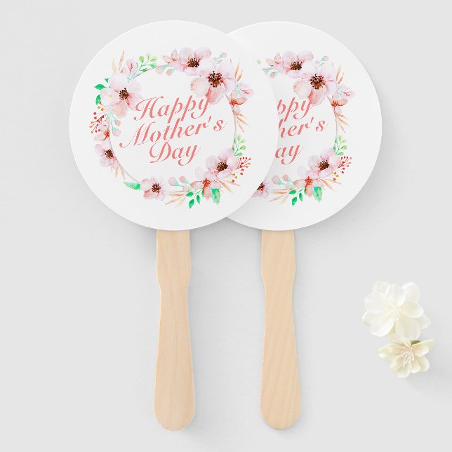 Éventail Fête des mères joyeuses et élégantes Fan de couron (Devant et derrière)