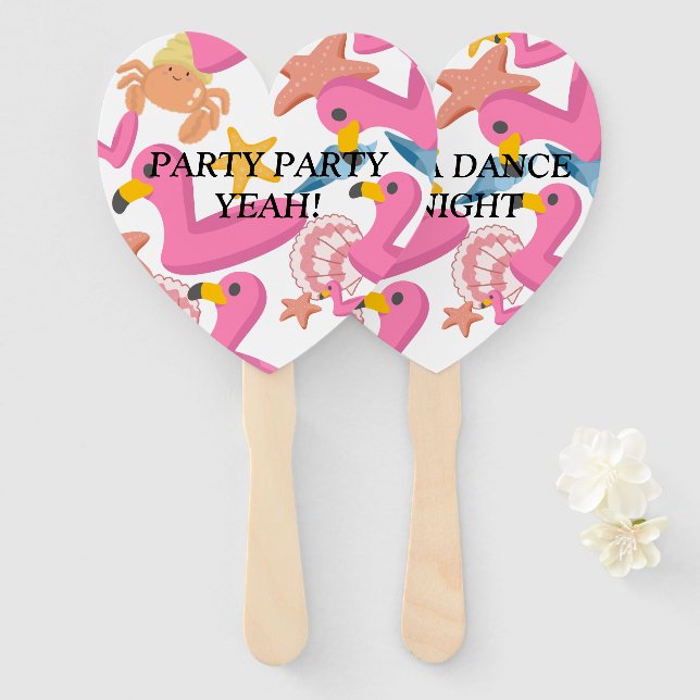 Éventail Fête d'été Flamingo (Devant et derrière)
