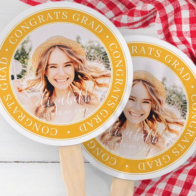 Éventail Fêtes Grad Moderne Simple Photo personnalisée (Créateur téléchargé)