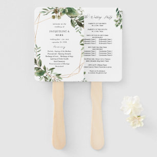 Éventail Feuilles & Eucalyptus Gold Wedding Programme