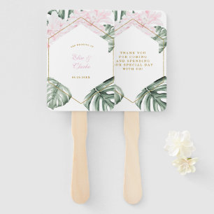 Éventail Feuilles tropicaux rose Floral Mariage Merci