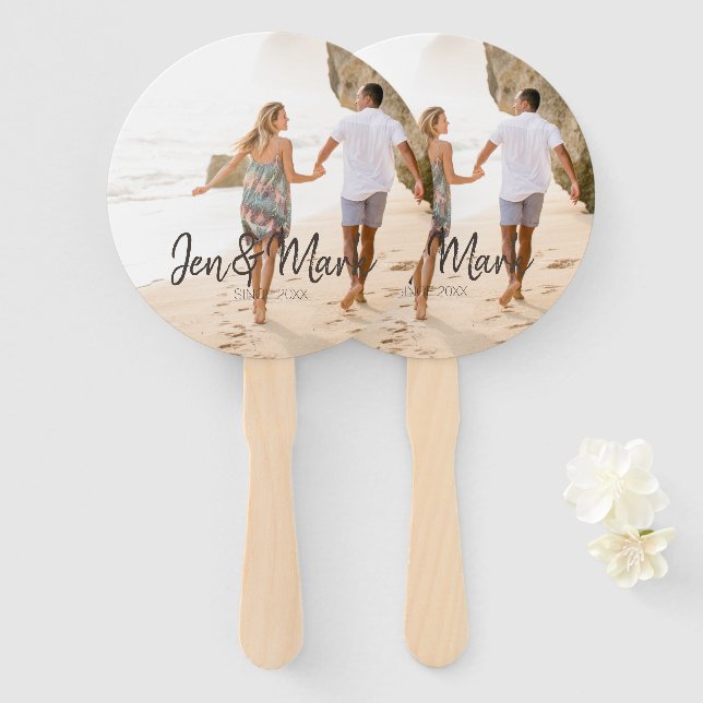 Éventail Fière photo. Nom et Year Typografy. (Devant et derrière)