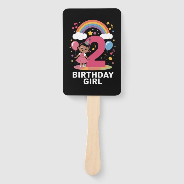 Éventail Fille de deux ans anniversaire Fille mignonne 2ème (Devant)