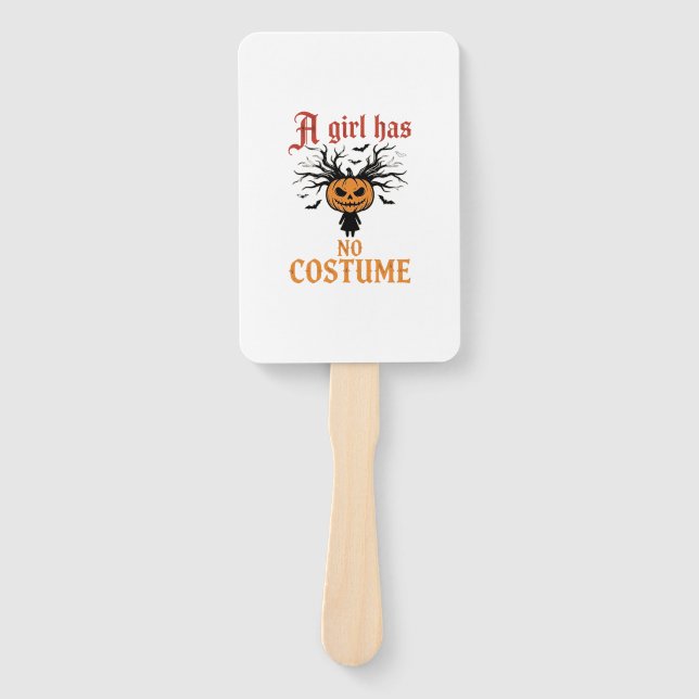 Éventail Fille d'Halloween n'a pas de costume de citrouille (Devant)