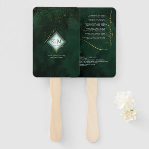 Éventail Fine Lines Gold Abstrait Mariage V1 Emerald ID867