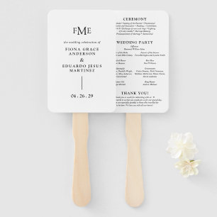 Éventail Fiona Noir et Blanc Monogramme Gras Mariage Modern