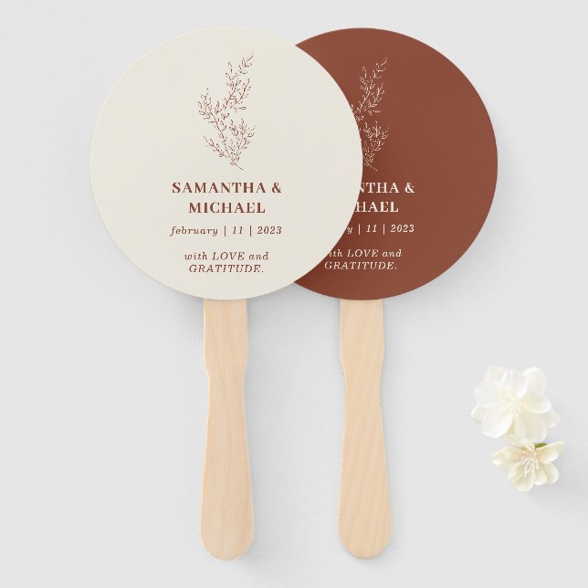 Éventail Fleur de lierre en terre cuite, choix de mariage p (Devant et derrière)