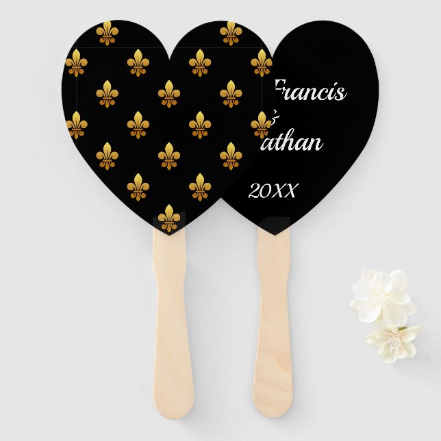 Éventail Fleur de Lis Fan customisé (Devant et derrière)