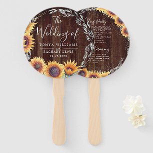 Éventail Fleur de soleil rustique   Programme de mariage