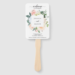 Éventail Fleur Jolie Aquarelle Floral Programme de mariage