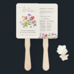 Éventail Fleur sauvage Rustic Chic Floral Boho Programme de<br><div class="desc">Célébrez votre histoire d'amour avec cet élégant ventilateur à programme de mariage floral avec un design de fleur sauvage d'aquarelle et script de calligraphie moderne. Parfait pour un mariage de jardin, une cérémonie en plein air ou une célébration boho rustique, ce design mêle des éléments floral fantaisistes à une élégance...</div>