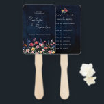 Éventail Fleur sauvage Rustic Floral Navy Mariage Timeline<br><div class="desc">Célébrez votre amour avec ce programme de mariage dynamique ventilateur à main de la ligne de temps avec une aquarelle design fleur sauvage dans les tons rose, violet et vert. Parfait pour les mariages de jardin, de printemps ou de style rustique, cet invitation d'inspiration nature allie délicats accents floraux à...</div>