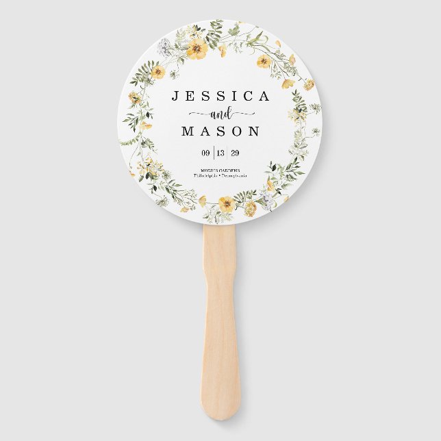 Éventail Fleur sauvage Rustic Round Wedding Programme Venti (Devant)