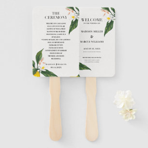 Éventail Fleurs blanches et citrons