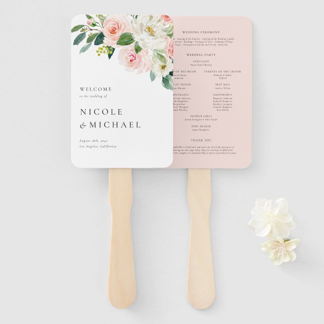 Éventail Fleurs de jardin jolies aquarelle Mariage de print (Devant et derrière)