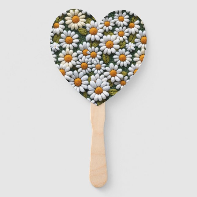 Éventail Fleurs de marguerites blanches au crochet Printemp (Devant)