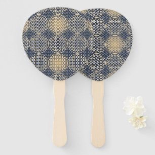 Éventail FLEURS DE VIE - motif de sable bleu