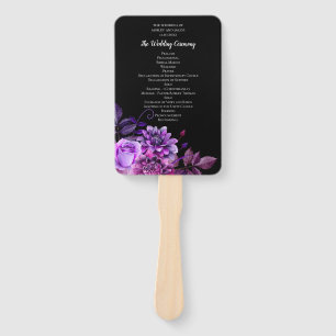 Éventail Fleurs noires et violettes. Programme de mariage f