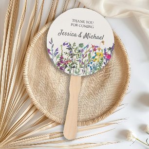 Éventail Fleurs sauvages aquarelle mariage extérieur mariée