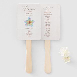 Éventail Floral Aquarelle Plumeria Terracotta Mariage