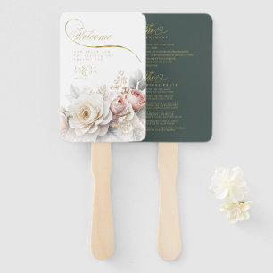 Éventail Floral Drama Wedding Program Green ID1022
