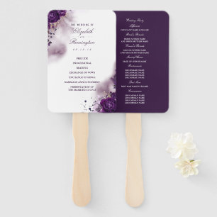 Éventail Floral Eggplant Purple Aquarelle Programme de mari