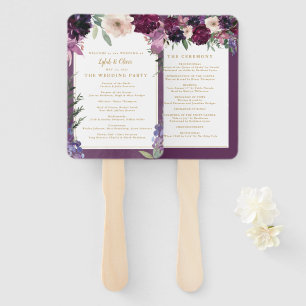 Éventail Floral pourpre Programme de mariage personnalisé