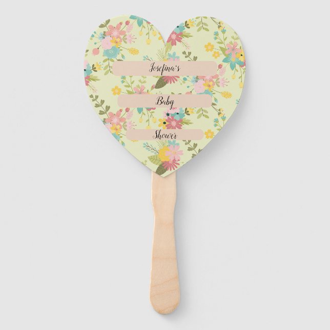 Éventail Flore vert rose jaune personnalisée (Devant)