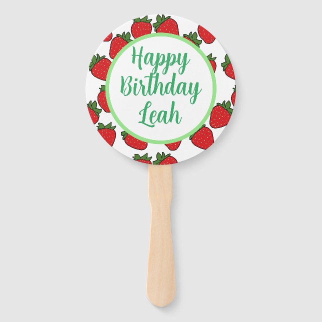 Éventail Fraise Anniversaire Thème de fête (Devant)