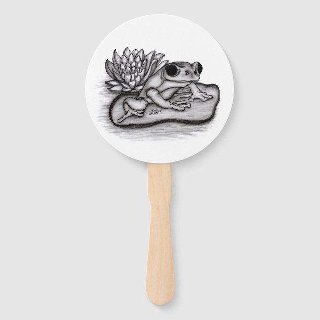 Éventail Froggy avec Lotus Flower (Devant)