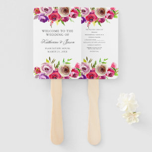 Éventail Fuchsia Rose Floral Romantique Rose Jardin Mariage