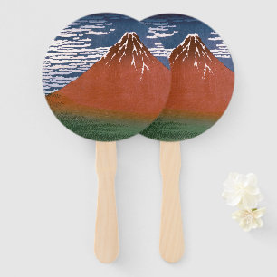 Éventail Fuji rouge, volcan Aka Fujiyama Katsushika Hokusai