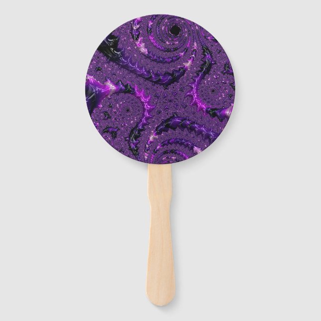 Éventail Funky Bold Boho Purple Digital Abstrait Fractal (Devant)