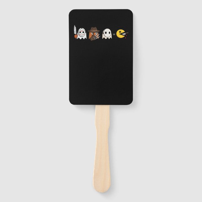 Éventail Funny ghost parody of Halloween gamers (Devant)