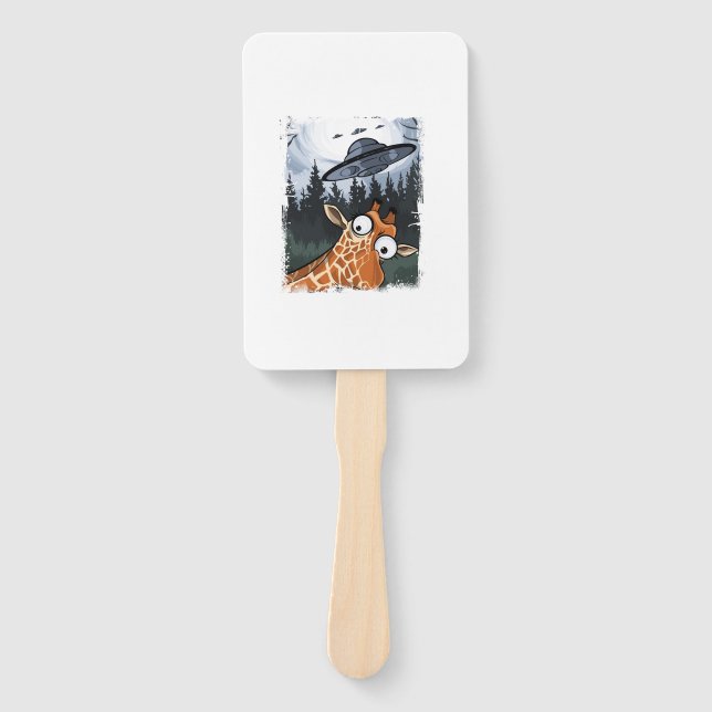 Éventail Funny Giraffe UFO Zoo Animal Weird Meme Graphique  (Devant)