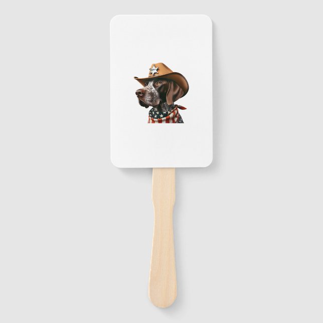 Éventail Funny Sheriff Chemise Chien Allemand Pointer Chien (Devant)