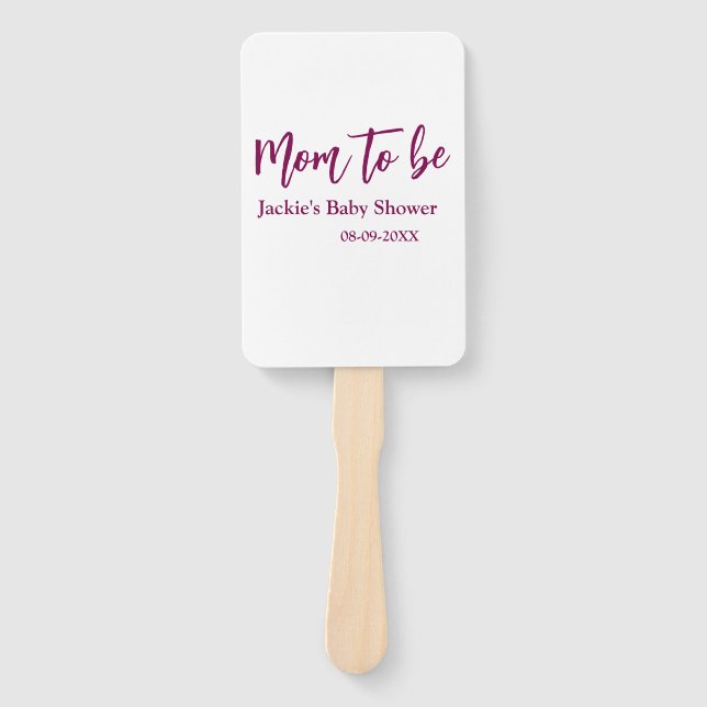Éventail Futur maman baby shower nom date rose simple minim (Devant)