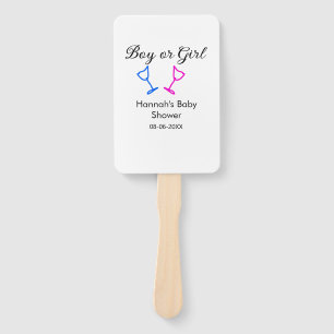 Éventail Garçon ou fille baby shower rose bleu verre nom da