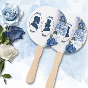 Éventail Gay Grooms Regency Roses bleus