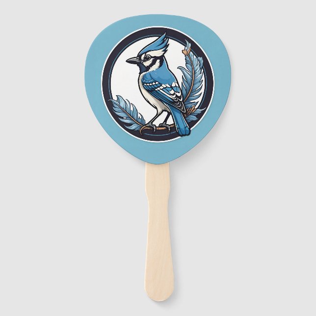 Éventail Geai Bleu Oiseau Bleu (Devant)
