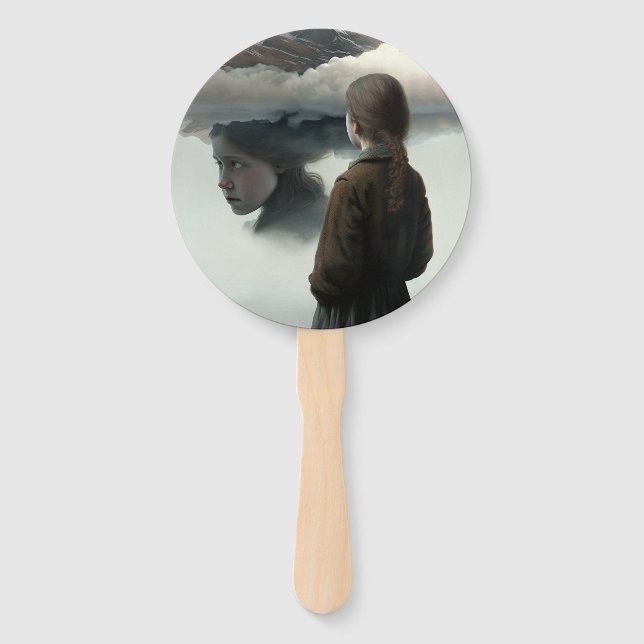 Éventail Girl with clouds (Devant)