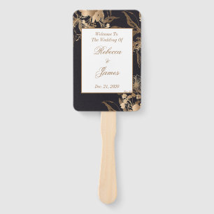 Éventail Gold Metallic Floral Arrangement Programme de mari