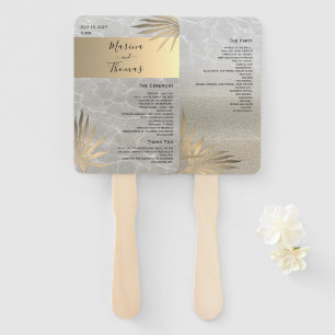Éventail Gold Tropical Beach Wedding Programme Ventilateur 